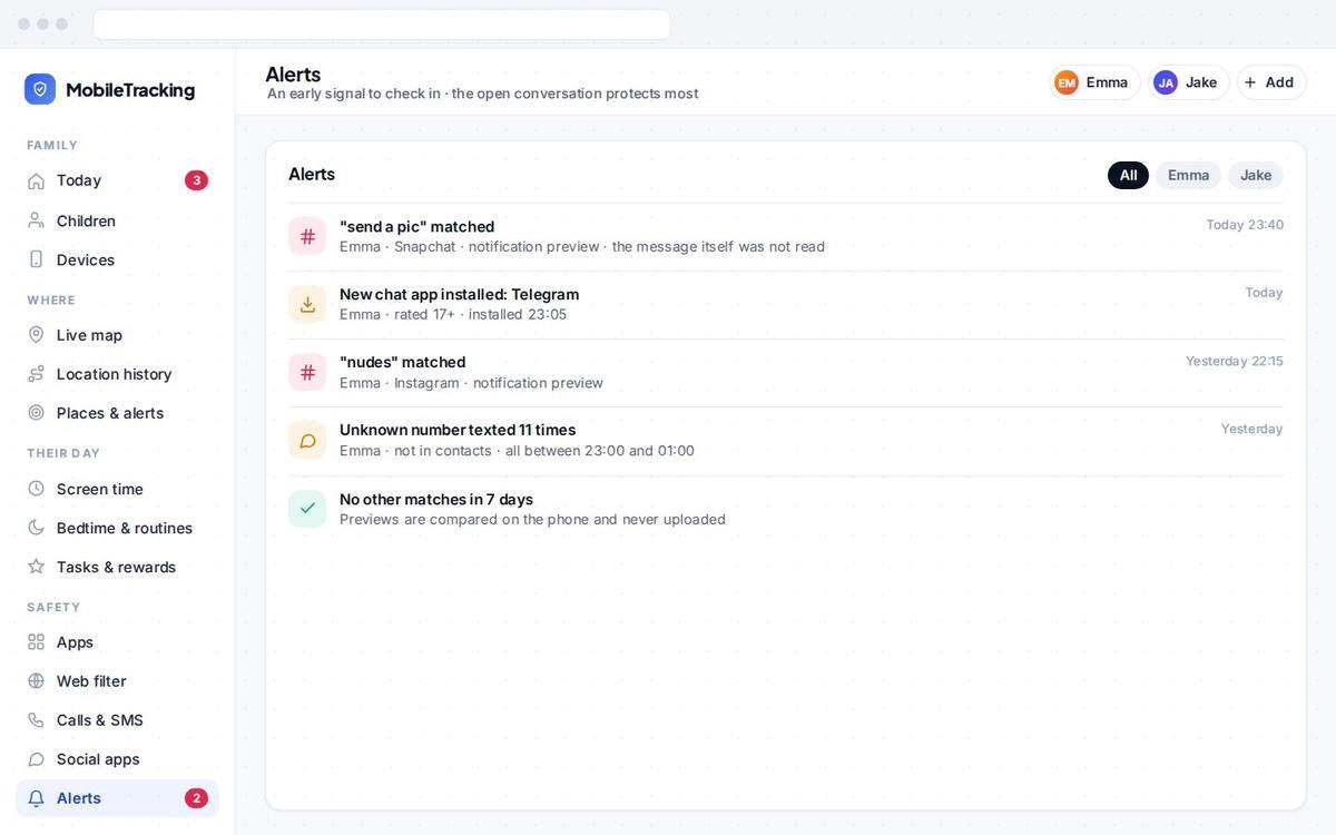 Software can flag a new chat app or a keyword that suggests something is wrong, an early signal to check in, though sextortion moves so fast that the open conversation is what protects most.