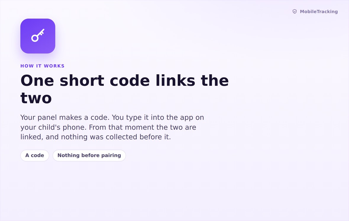 An explanation of how the pairing code links the panel and the phone