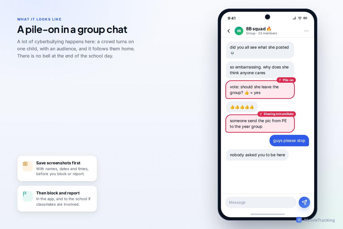 cyberbullying shown in the MobileTracking app