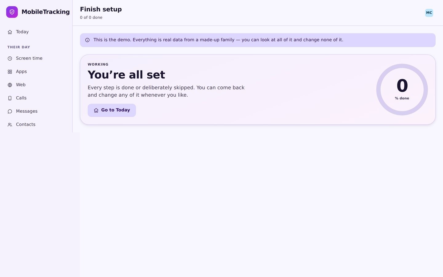 Account settings screen showing children, plan and data deletion options