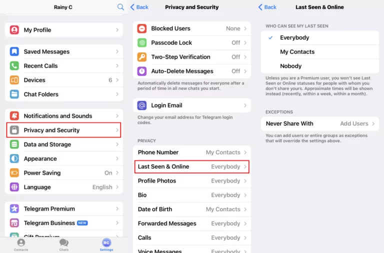 Check Someone’s Last Seen on Telegram On Mobile